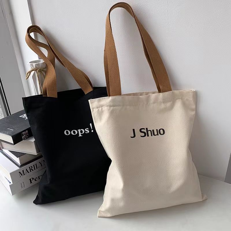Túi Xách Đeo Vai Chất Liệu Canvas In Chữ Đơn Giản Thời Trang Dành Cho Nữ