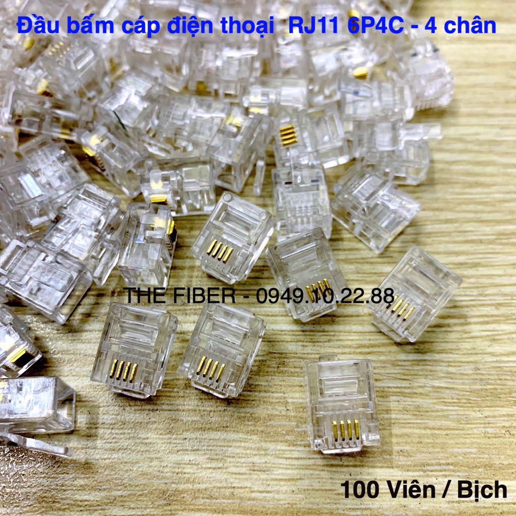 Đầu bấm line điện thoại RJ11 6P4C - Loại 4 chân