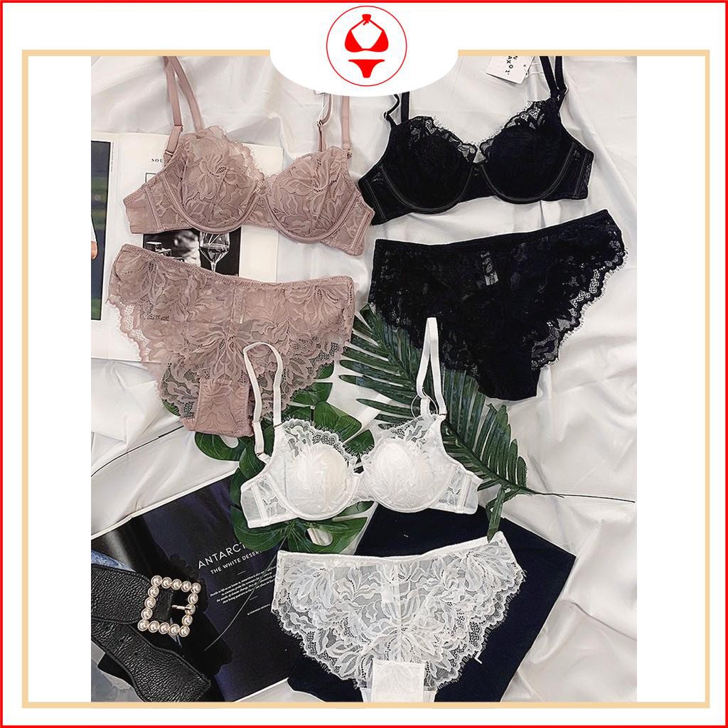 Bộ đồ lót ⚡kèm quà tặng ⚡ Set đồ lót cao cấp  khuy vàng ren mút mỏng có gọng C1219