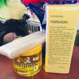 Sáp Lạnh Wax Lông Mật Ong Horshion 750ml & Giấy Wax Horshion 100 tờ hàng chính hãng