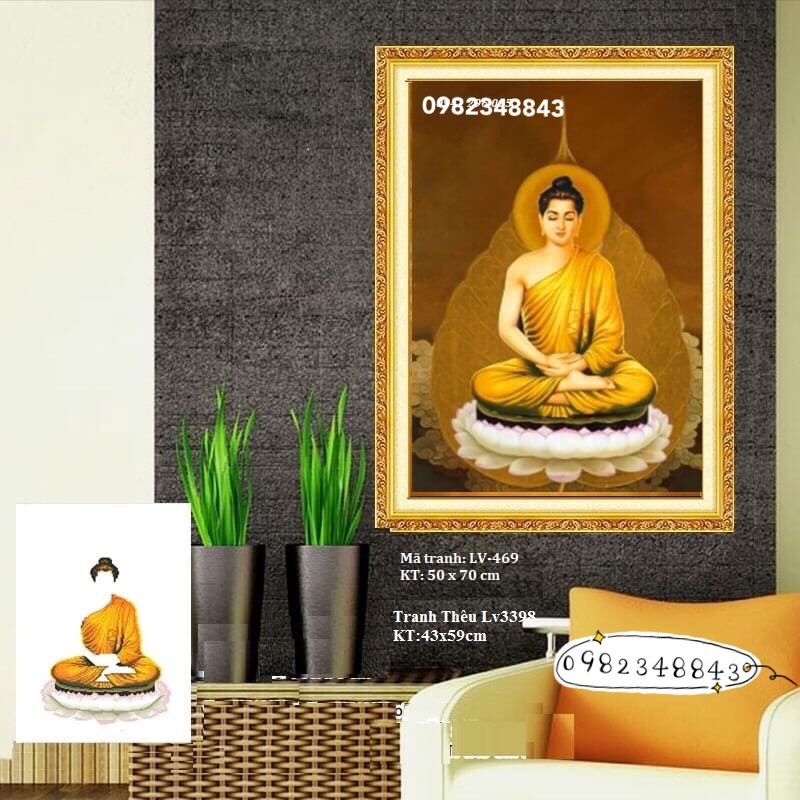 Tranh đính đá phật thích ca mậu ni KT:50x70cm,tranh gắn đá chưa gắn.