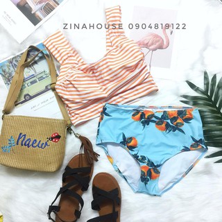 Bikini- Hai mảnh xanh cam