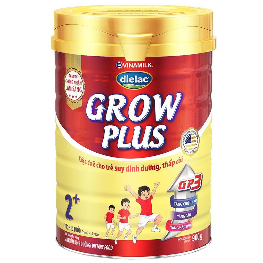 Sữa Vinamilk Dielac Grow Plus 2+ 900g Sản phẩm dinh dưỡng cho bé từ 2-10 tuổi hộp thiếc đỏ