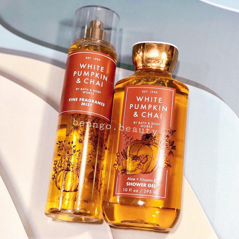 WHITE PUMPKIN & CHAI - BỘ XỊT THƠM DƯỠNG THỂ BATH AND BODY WORKS