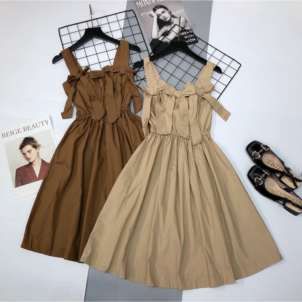 VÁY 2 dây bản to buộc nơ 2 màu