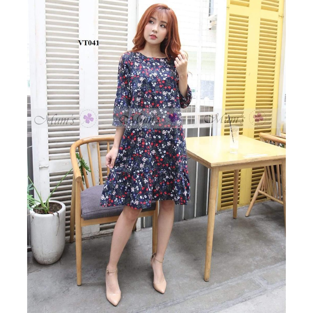 Đầm Bầu Phom SUông Phối Hoa Duyên Dáng