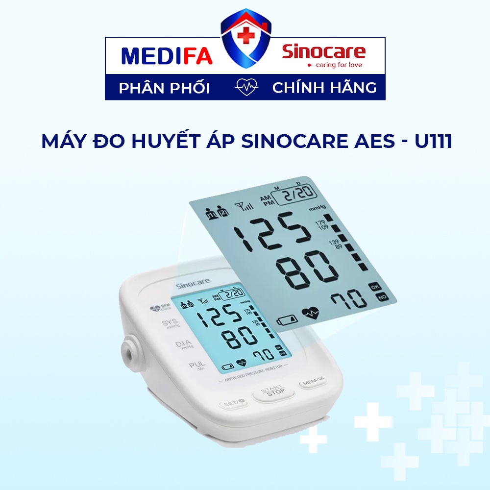 Máy đo huyết áp Sinocare AES - U111 nhanh, chính xác, nhập khẩu chính hãng Đức