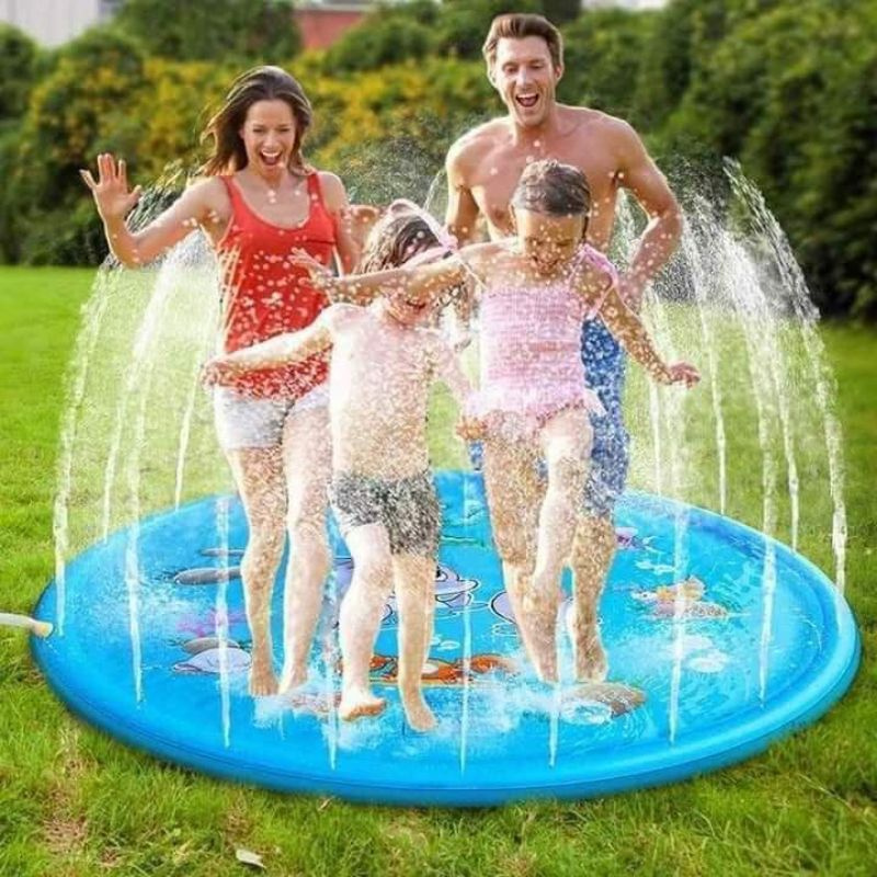 Bể bơi phao tròn phun nước kích thước 170cm có van xả nước ,van xả khí,dễ dàng gấp gọn,tiết kiệm diện tích
