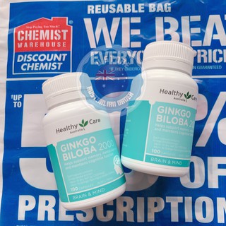 Bổ não [Úc] Healthy Care Ginkgo Biloba 2000mg - 100 viên