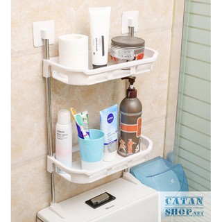 Kệ nhựa hít chân không 2 tầng gắn trên bếp, trên nắp bồn cầu tiết kiệm không gian GD224-Ke2Tang-Nho  🚗  🚙