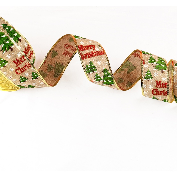 Dây Ruy Băng Vải Bố Cây Thông và Chữ RB62Trang Trí Noel Giáng Sinh