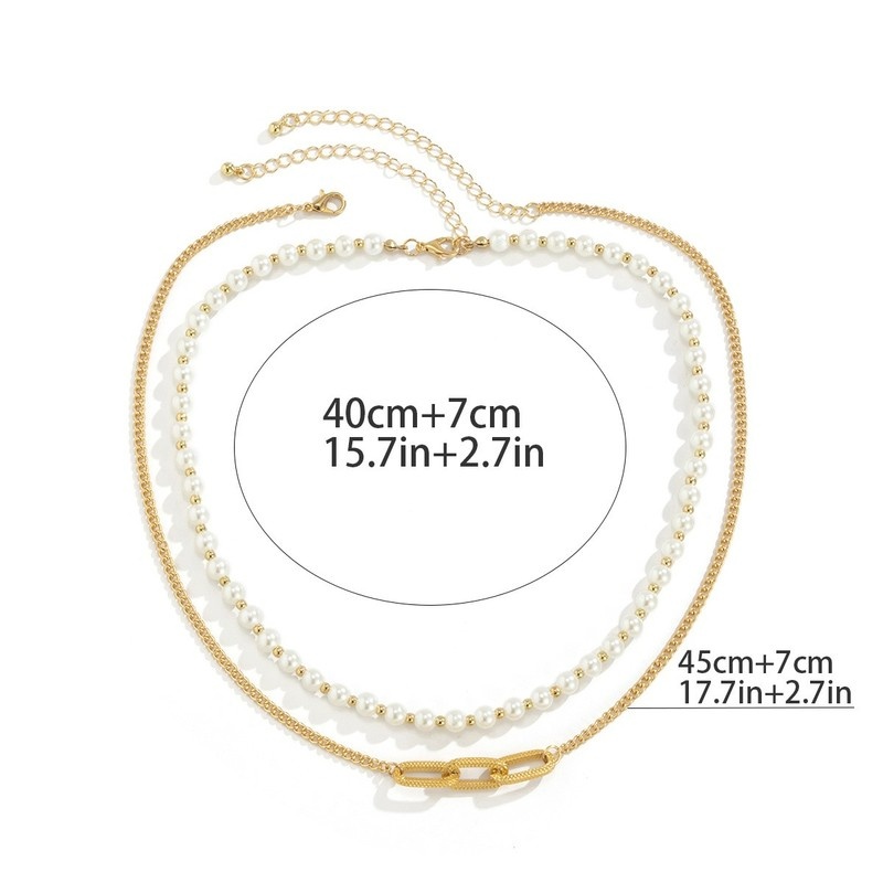 Vòng cổ Hai Lớp Đính Ngọc Trai Giả Sáng Tạo Thời Trang Unisex