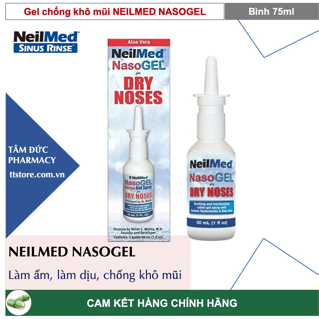 NeilMed NasoGel Spray Chai 30ml - Gel xịt chống khô mũi Dry nose [Neilmed Naso gel, nelmed, neomed]