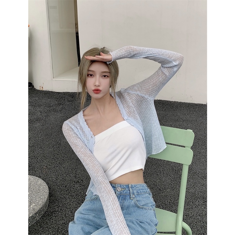 ÁO KHOÁC NHẸ 🌼NANO Studio🌼LEN MỎNG CARDIGAN GÀI NÚT cao cấp 2021 mùa hè Siêu Nhẹ Hàng nhập QC phối váy | BigBuy360 - bigbuy360.vn