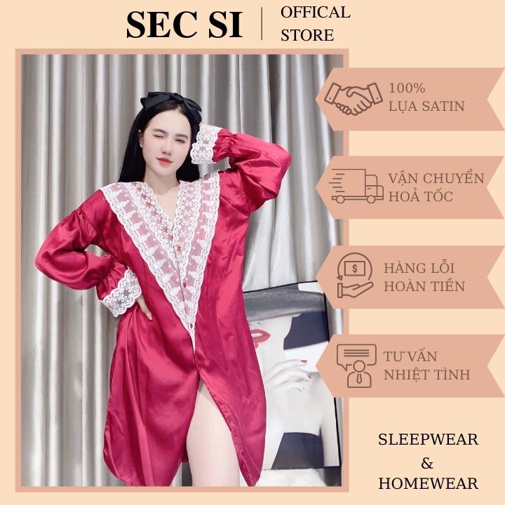 Đồ Ngủ Tiểu Thư 💖𝐅𝐑𝐄𝐄 𝐒𝐇𝐈𝐏💖 Đầm ngủ sơ mi tiểu thư, sang chảnh, chất vải lụa satin cao cấp, mềm mịn