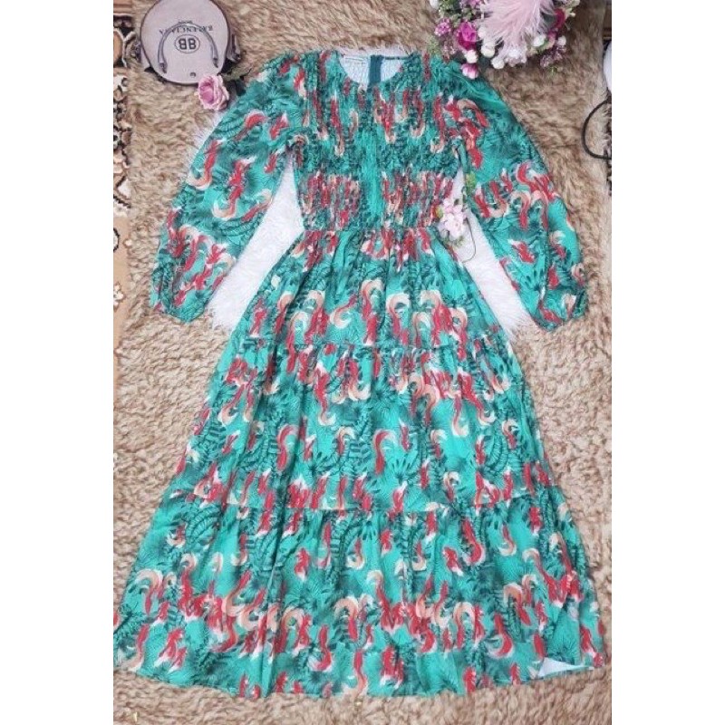 ĐẦM MAXI TAY DÀI IN HOA 3D CHẠY NHÚNG SIÊU HOT HP08012230 | BigBuy360 - bigbuy360.vn