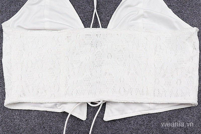 Áo lửng sát nách phối ren hoa kiểu dáng hở lưng gợi cảm cho nữ