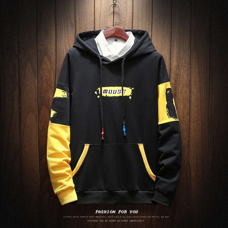 Áo hoodie có dây rút ở nón màu đen thời trang cho nam | BigBuy360 - bigbuy360.vn