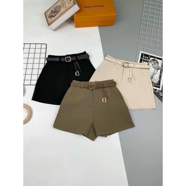 Quần short vải kèm đai D