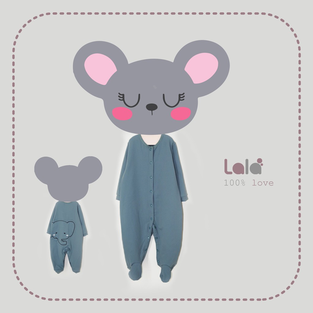 Sleepsuit/ Bộ ngủ liền có tất Voi xanh cho bé từ sơ sinh đến 1 tuổi