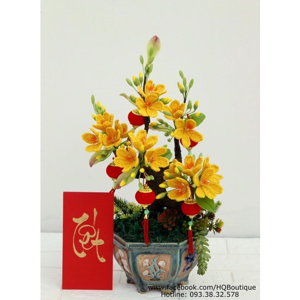 Set nguyên liệu làm hoa mai/ đào bằng  len sợi