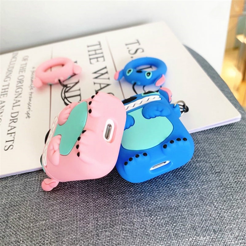 Vỏ silicon bảo vệ hộp sạc tai nghe Airpod kiểu dáng hoạt hình Stitch dễ thương