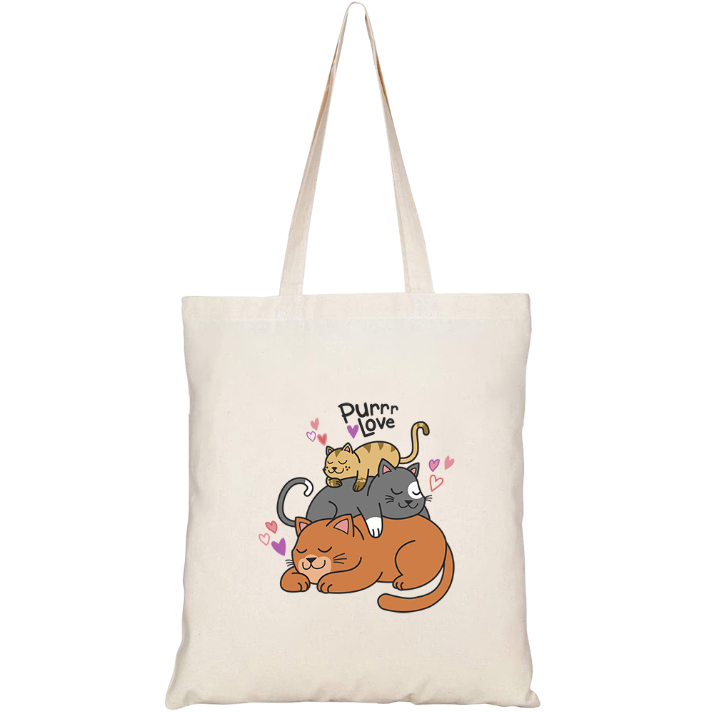 Túi vải tote canvas HTFashion in hình amor felino HT96