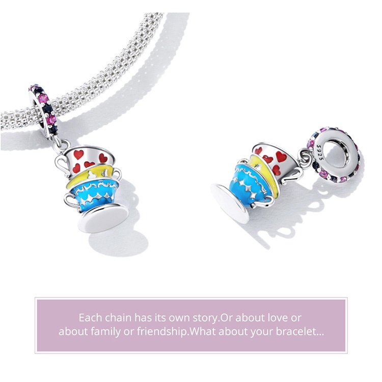 Mặt dây BAMOER bằng bạc 925 đính đá zircon nhiều màu thích hợp làm quà sinh nhật