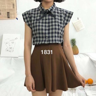 G01. 1831. áo sơ mi caro cổ nơ