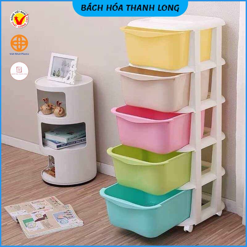 Tủ nhựa đa sắc màu 5 tầng nhựa Việt Nhật ❤️FREESHIP❤️ Tủ đựng quần áo, đồ dùng đa năng có bánh xe [Mẫu mới]