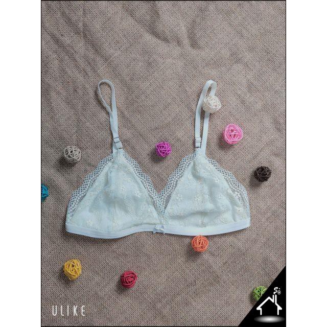 Bộ đồ lót sexy by Nhà Sò ren trắng xanh quần Y có dây NS085 | BigBuy360 - bigbuy360.vn