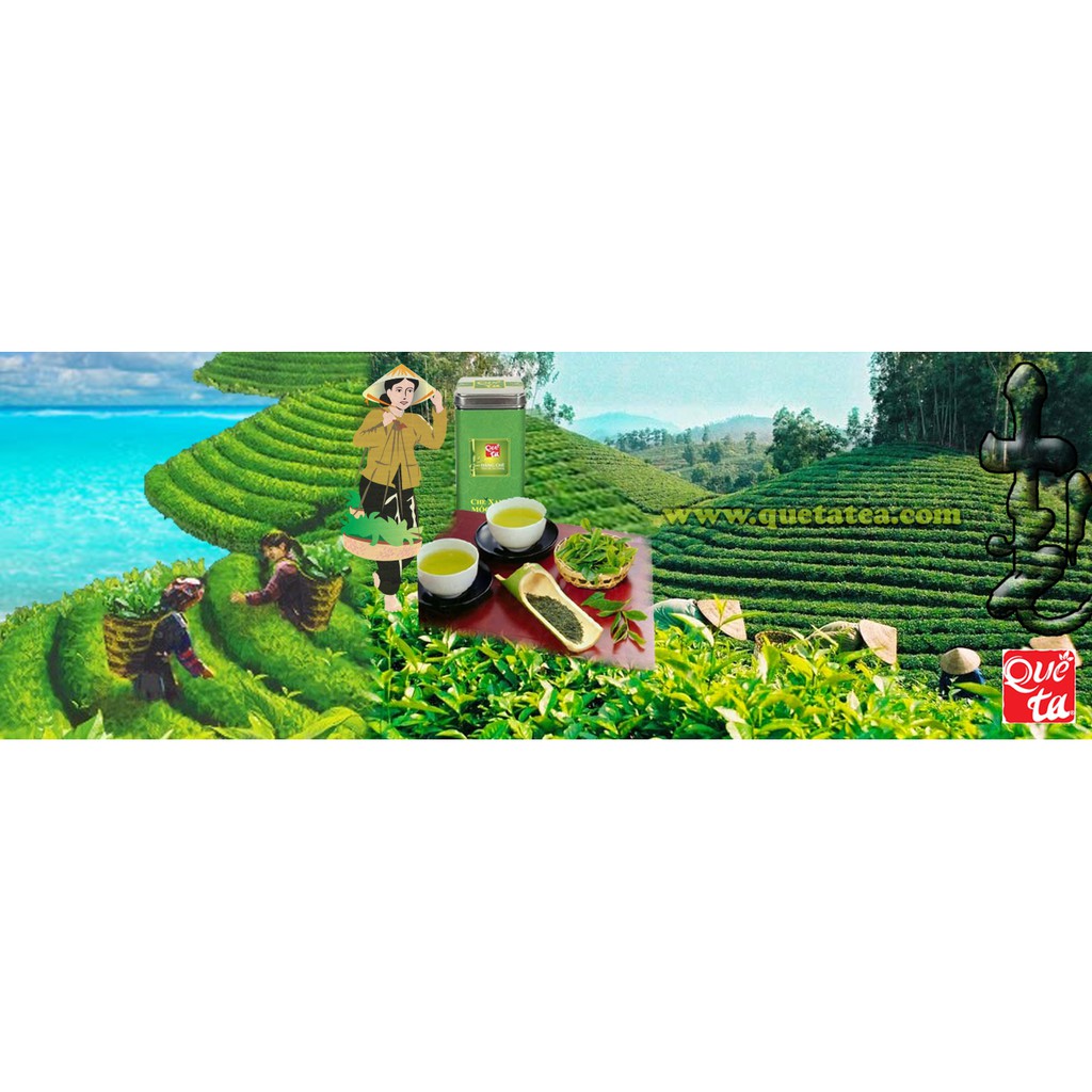 Trà xanh Thái Nguyên Tân Cương gói đỏ 100g, trà xanh ngon đảm bảo ATVSTP - Hiệu Quê Ta