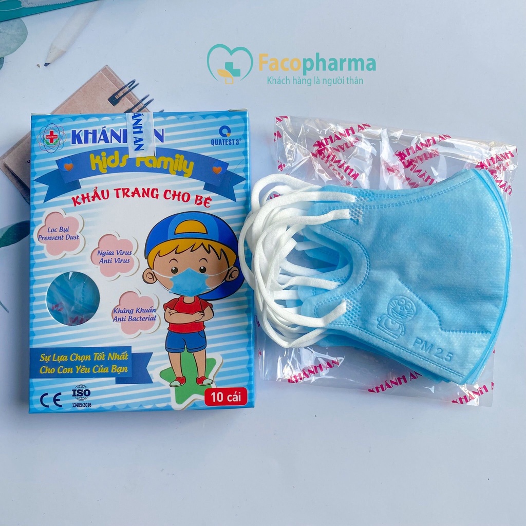 Combo 10 hộp khẩu trang cho bé 3d mask trẻ em kháng khuẩn em bé hộp 10 cái Khánh An x10KA3DC