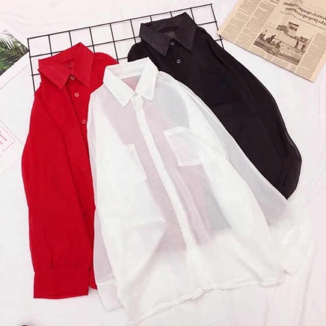 Áo Khoác Voan Mỏng Trắng Ulzzang( Có sẵn )