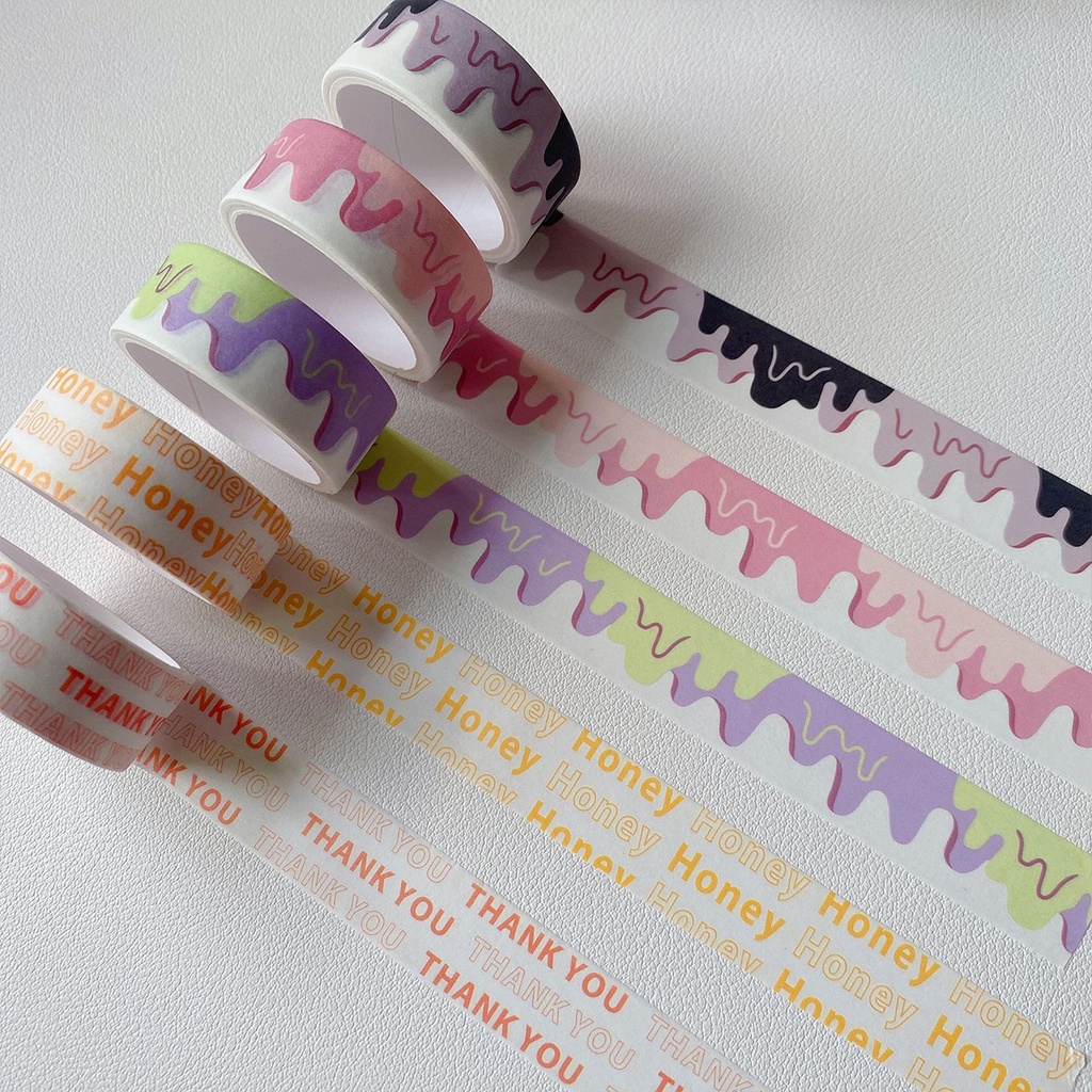 Cuộn Washi Tape Màu Pastel Họa Tiết Tan Chảy Trang Trí Sổ