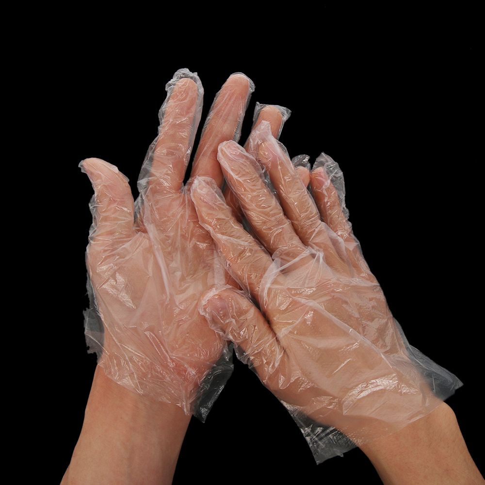100 Găng tay nhựa Polythene dùng một lần vệ sinh thiện dụng an toàn cho thực phẩm trong nhà bếp/ nhà hàng