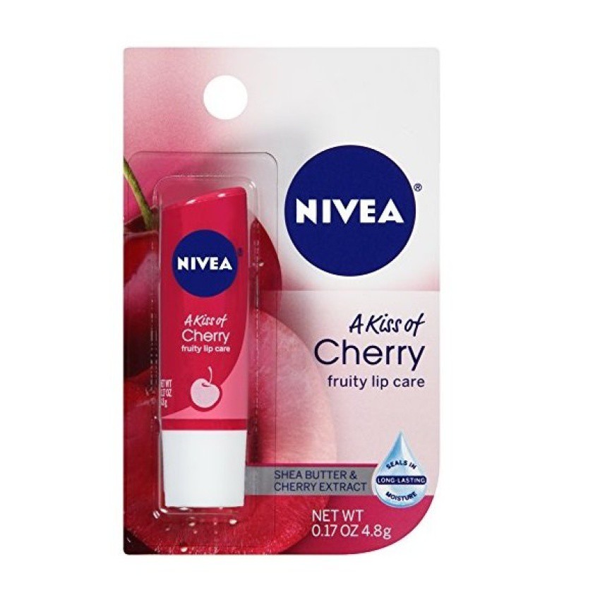 Son dưỡng môi NIVEA A Kiss of Cherry Lip Care 0.17 Ounce Carded Pack 4,8g (Mỹ)