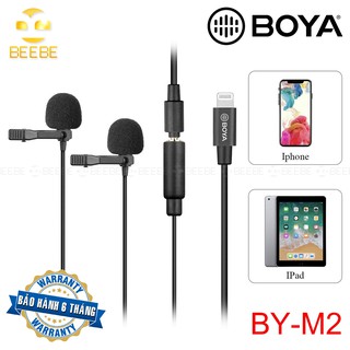 Boya BY-M2D - Cặp Micro Gài Áo Cho Iphone, Ipad Cổng Lightning 6m