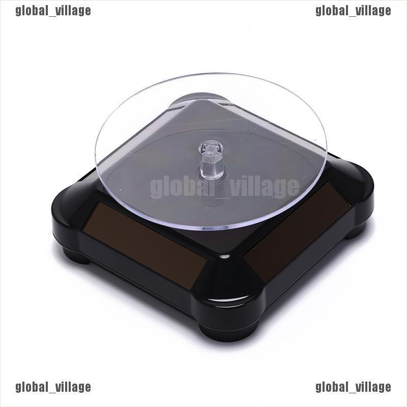 [global] solar power 360 rotating display stand turn table plate for jewelry watch [village]