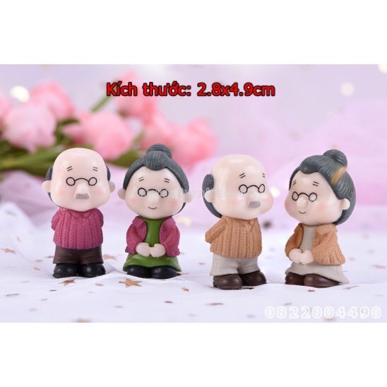 Phụ Kiện Tiểu Cảnh - Cặp đôi Ông bà nhật bản đứng - Cặp đôi Ông bà mặc áo ấm (size lớn) (Combo 1 cặp)