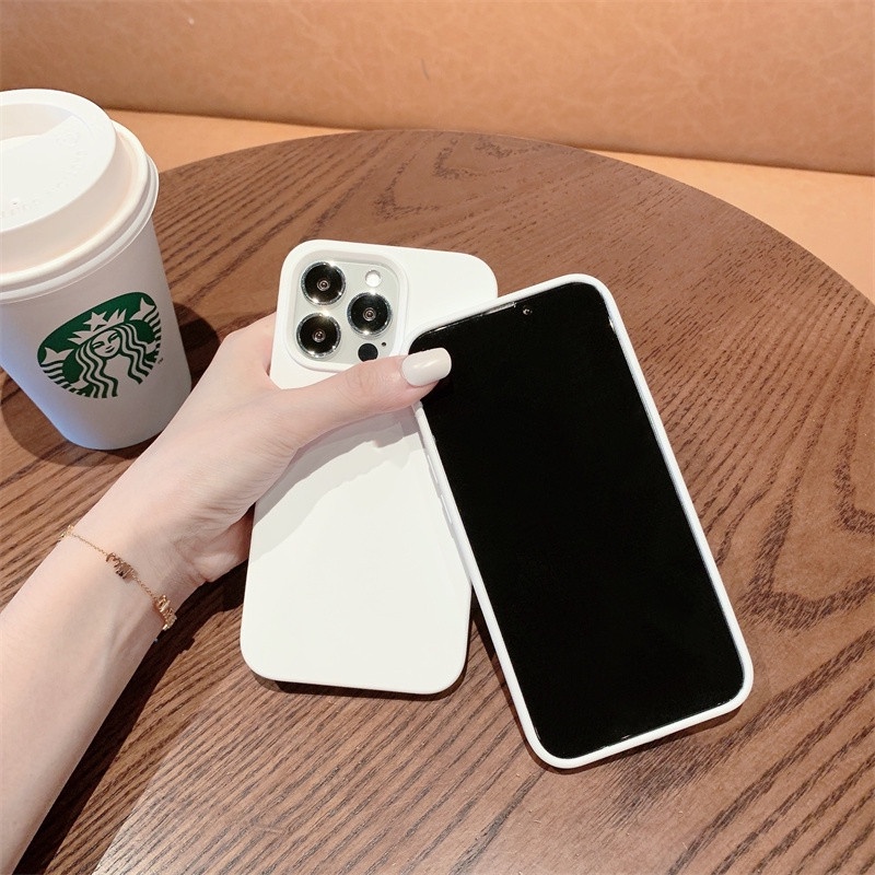 Ốp Điện Thoại Silicon Dẻo Màu Trắng Thời Trang Cho iPhone 11 12 13 14 Pro Max X XR XS Max 6 6S 7 8 Plus
