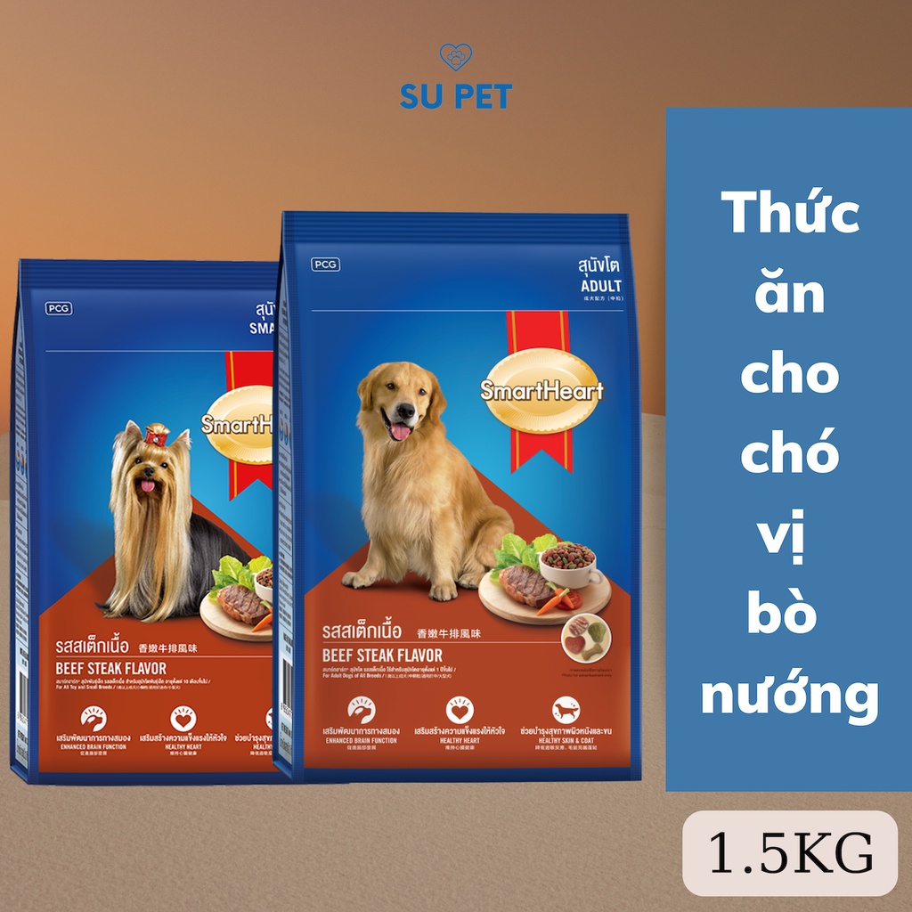Hạt thức ăn khô cho chó mọi giống loài thương hiệu Smartheart túi 1.5KG