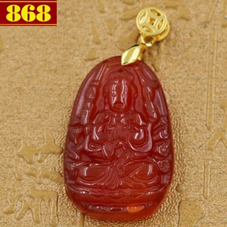 Mặt dây chuyền Phật bản mệnh Thiên Thủ Thiên Nhãn 3.6 cm đỏ