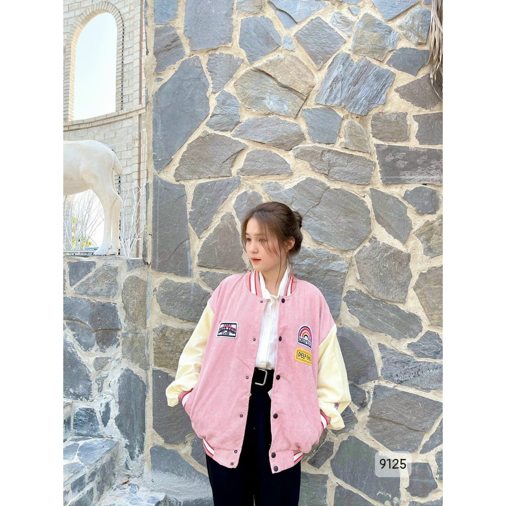 Áo khoác Bomber Nhung Ulzzang Nam Nữ Unisex Form Rộng - Deep end