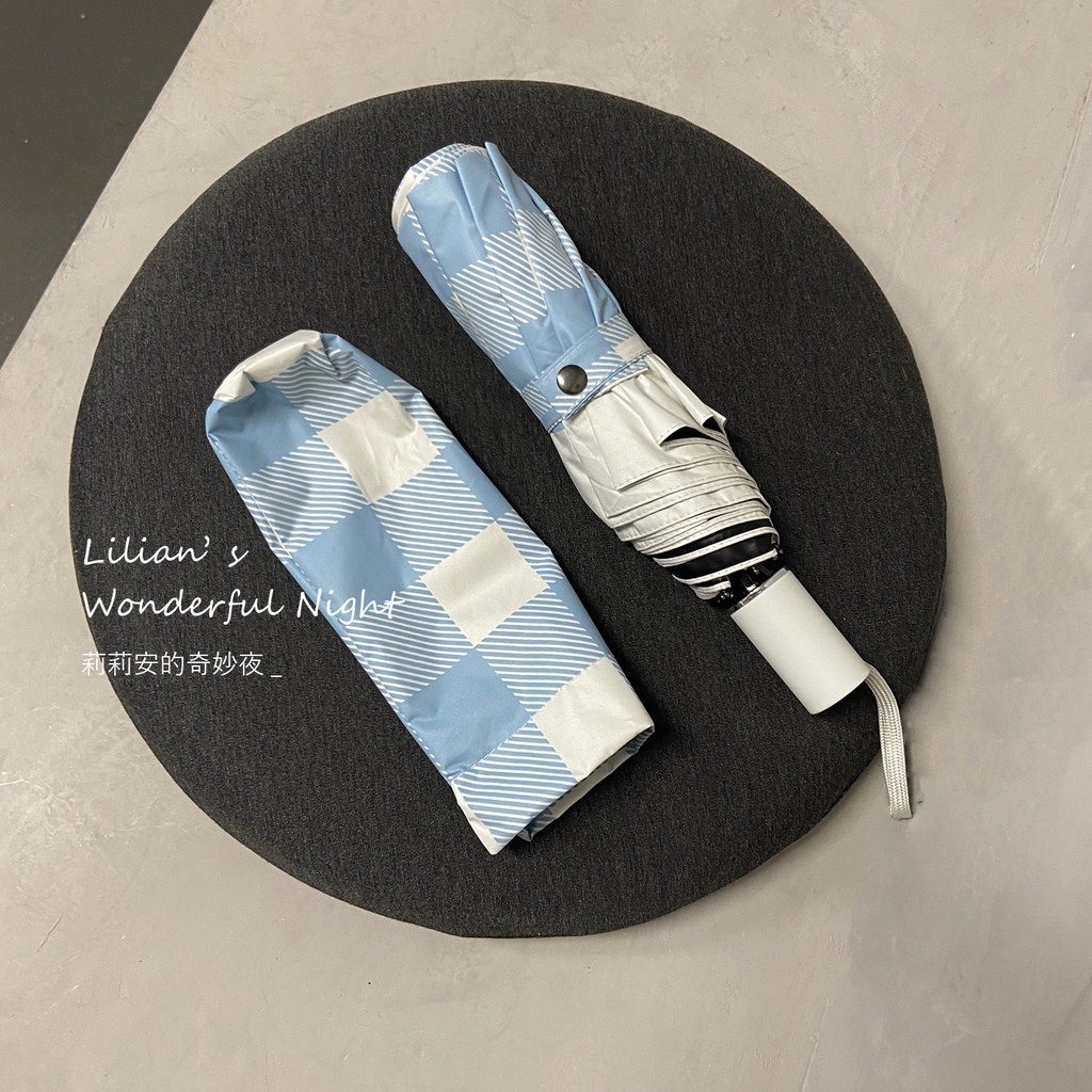 Cổ Phiếu Sẵn Sàng❣Ah F &amp; X Dù Che Nắng Mưa Bằng Vinyl Cuộn Chéo Màu Xanh Da Trời Phong Cách Hàn Quốc Đơn Giản Dạng Gập Chống Mưa Cho Học Sinh Nữ