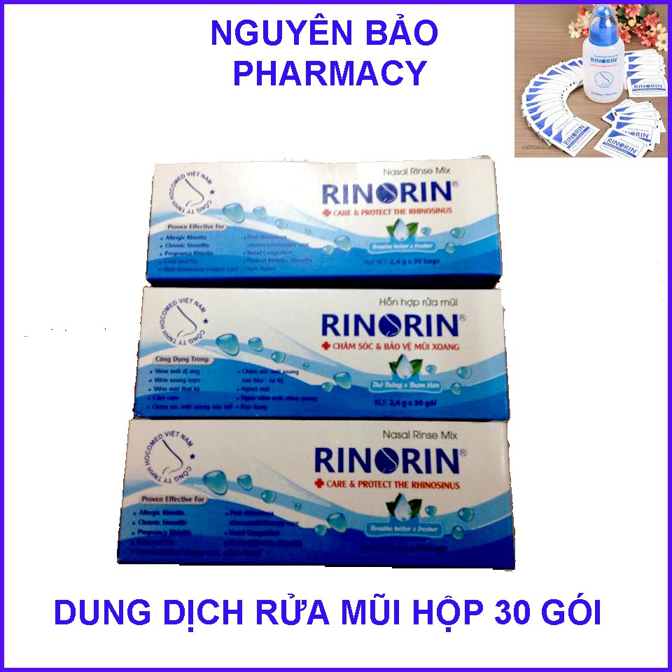✅[PHÂN PHỐI CHÍNH HÃNG] Bộ sản phẩm vệ sinh mũi RINORIN 1 BÌNH + 30 GÓI DUNG DỊCH