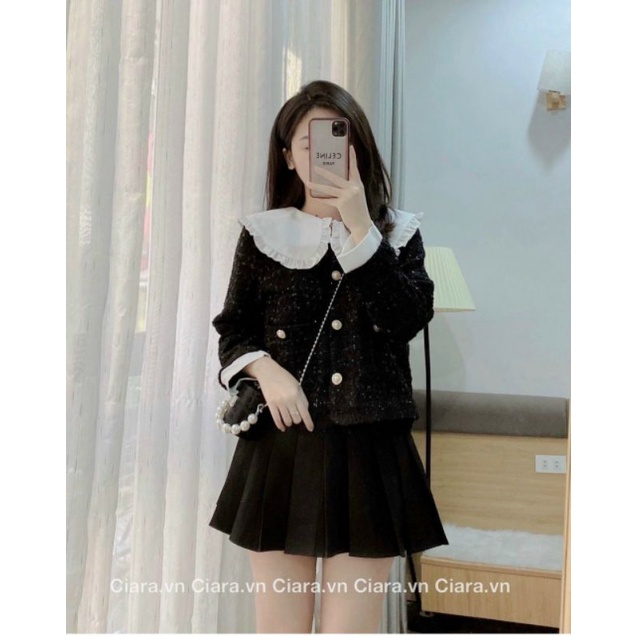 Áo khoác dạ tweed thu đông phong cách Hàn Quốc | BigBuy360 - bigbuy360.vn