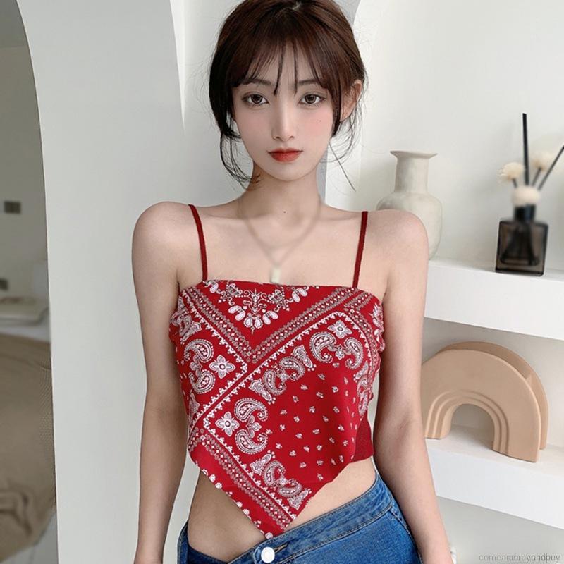 Áo Hai Dây In Họa Tiết Với Thiết Kế Hở Lưng Gợi Cảm Dành Cho Nữ | BigBuy360 - bigbuy360.vn