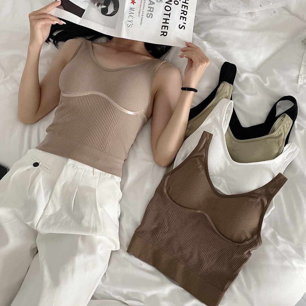 Áo 2 Dây Bản To Viền Ngực , Áo Hai Dây Croptop Có Đệm Ngực Dáng Ôm Loyal