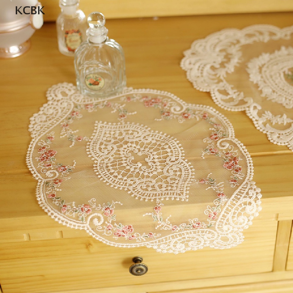 KC 1Pc Dining Table Embroidery Placemat European Style Lace Fabric Plate Mat BK